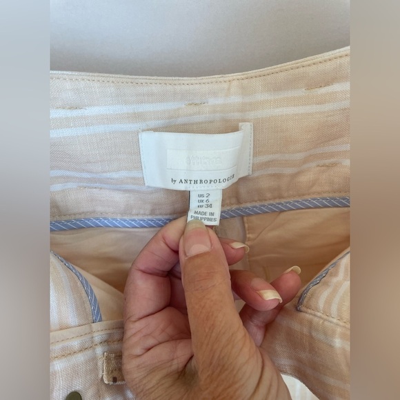 Anthropologie Ettiawa linen wide leg orange and white pants NWOT size 2 - Picture 7 of 9